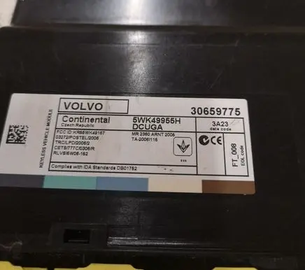 Volvo V40 Keyless (KESSY) go control unit/module 30659775 5WK49955H
