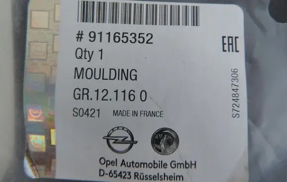Opel Vivaro Front door trim (molding) 91165352
