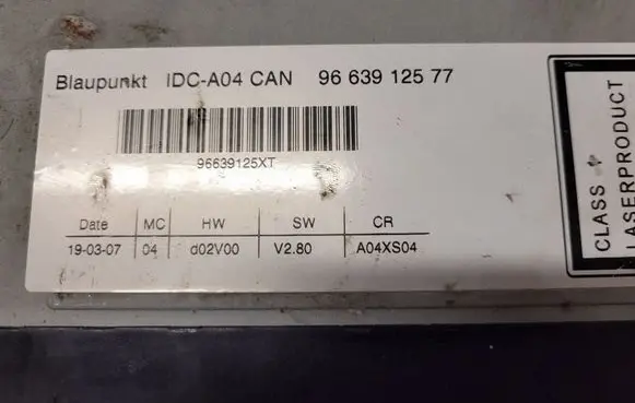 Peugeot 307 CD/DVD changer BP907271920814 7607769072 023684