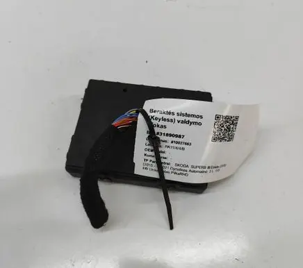 Skoda Superb B8 (3V) Keyless (KESSY) go control unit/module 3Q0959435N