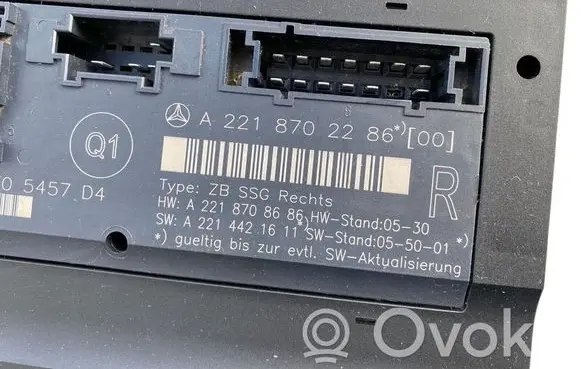 Mercedes-Benz S W221 Seat control module A2218702286 A2214421611 A2218708686