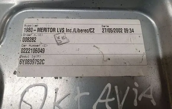 Skoda Octavia Mk2 (1Z) Rear door manual window regulator 6Y0839756B 114882 008282