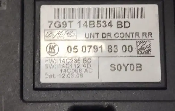 Ford Galaxy Door control unit/module 7G9T14B534BD 0507918300
