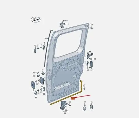 Volkswagen Caddy Sliding door rubber seal 2K4843793A