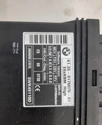 BMW 5 E60 E61 Comfort/convenience module 9176070 61359176070 6135917607001