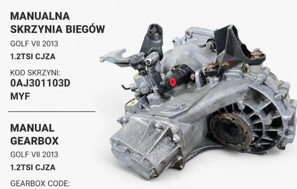 Volkswagen Golf VII Manual 6 speed gearbox MYF 0AJ301103D