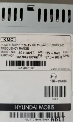KIA Ceed Radio/CD/DVD/GPS head unit 96170A2100 AC110A2EE 5221620