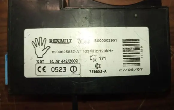 Renault Espace IV Ignition key card reader 8200625887 8200625887a