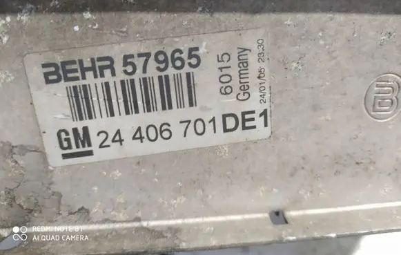 Opel Zafira A Intercooler radiator 24406701 57965