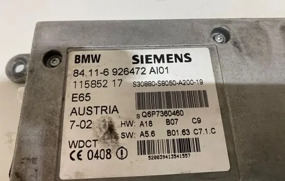 BMW 7 E65 E66 Phone control unit/module 84116926472