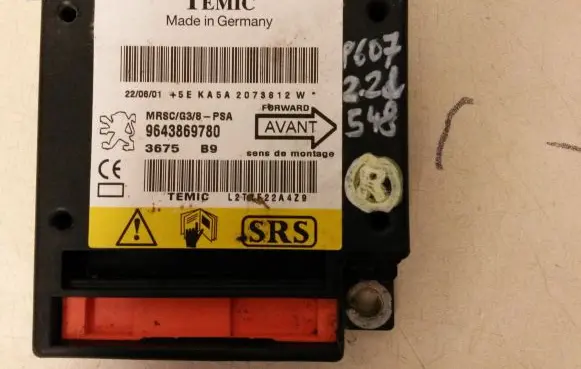 Peugeot 607 Airbag control unit/module 9643869780