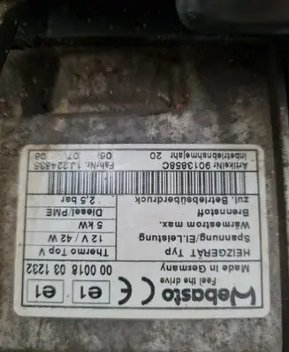 Volkswagen Touran I Auxiliary pre-heater (Webasto) 1K0815065AF