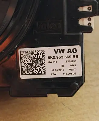 Volkswagen Caddy Airbag squib ring wiring 5K0953569BB 19052016 416298DE
