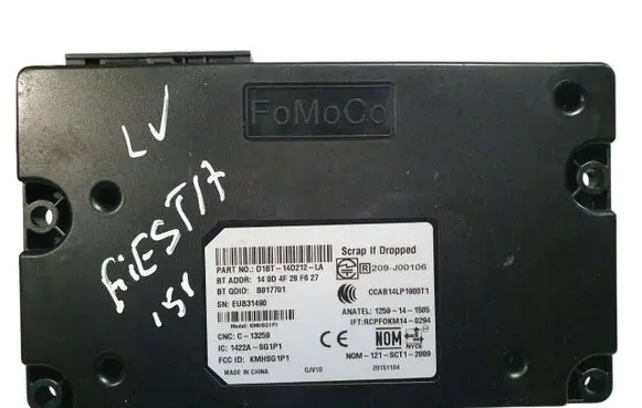 Ford Fiesta Bluetooth control unit module D1BT14D212LA