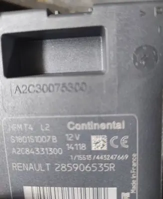 Renault Clio IV Ignition key card reader 285906535R A2C30075300 A2C84331300