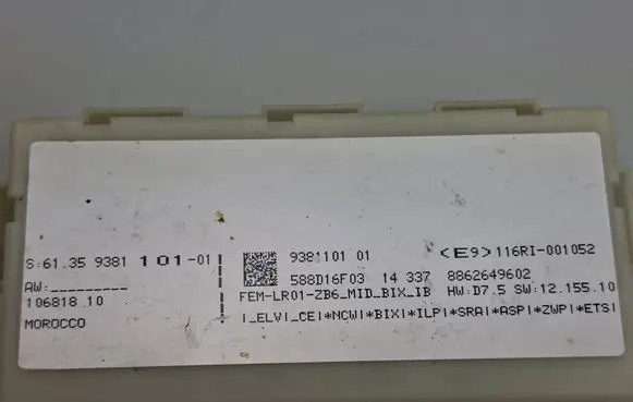 BMW 3 F30 F35 F31 Central body control module 9381101 8862649602 588D16F03