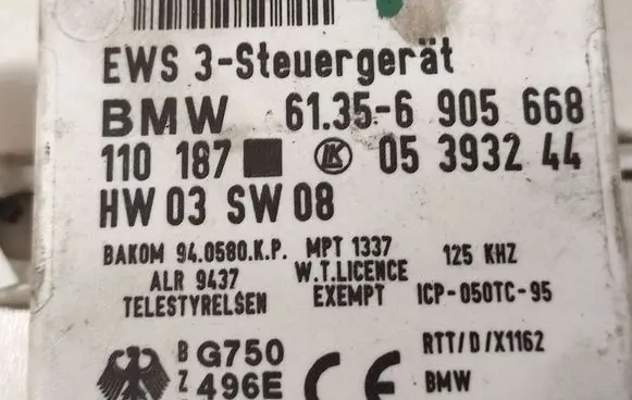 BMW 3 E46 Immobilizer control unit/module 61356905668 110187 05393244