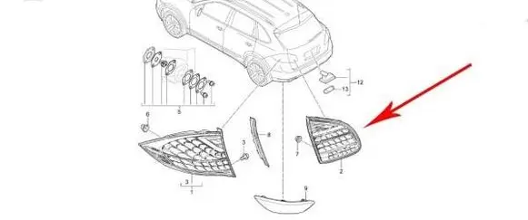 Porsche Cayenne (92A) Rear/tail lights 958945093