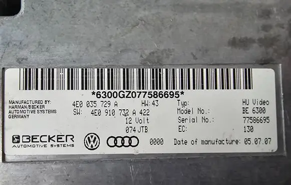 Audi A8 S8 D3 4E GPS navigation control unit/module 4E0035729A