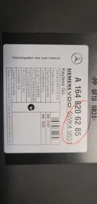 Mercedes-Benz ML W164 Keyless (KESSY) go control unit/module A1648206285