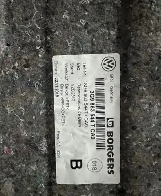 Volkswagen PASSAT B8 Trunk/boot mat liner 3G9863544T