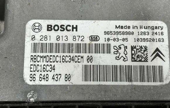 Peugeot 208 I Engine control unit/module 9664843780 0281013872 9653958980