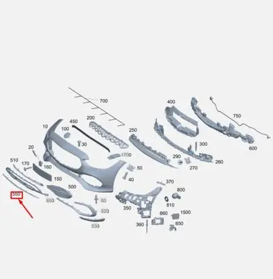 Mercedes-Benz C W206 Front bumper splitter molding A2068852401 11613049B 20250305