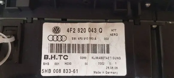 Audi A6 S6 C6 4F Climate control unit 4F2820043Q 4F0910043A 5HB00883361