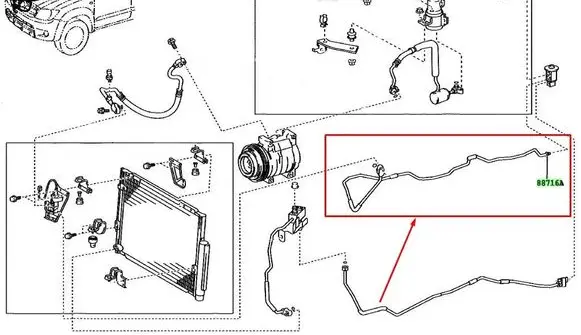 Toyota Hilux (AN10, AN20, AN30) Air conditioning (A/C) pipe/hose 887160K161
