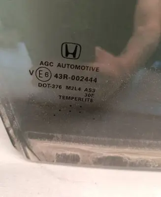 Honda HR-V Rear door window glass 43R002444 DOT376M2L4AS
