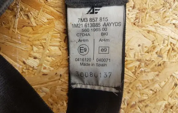 Seat Alhambra (Mk1) Third row seat belt 7M3857815