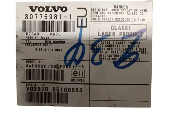 Volvo XC90 Navigation unit CD/DVD player 30775981 65100003 3AF352F