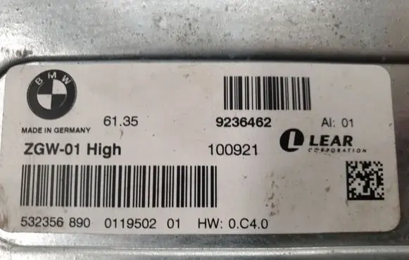 BMW 5 GT F07 Comfort/convenience module 9236462 ZGW01HIGH 100921532536