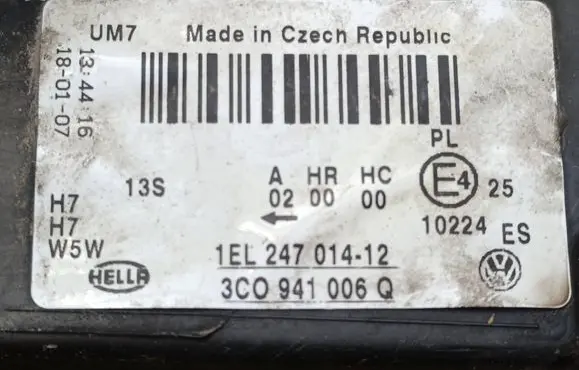 Volkswagen PASSAT B6 Headlight/headlamp 3C0941006Q 1EL24701412