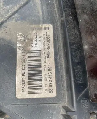 Peugeot 508 Headlight/headlamp 9807241680 89908677