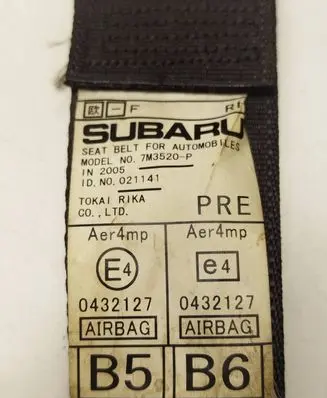 Subaru Legacy Front seatbelt 7M3520P 0432127