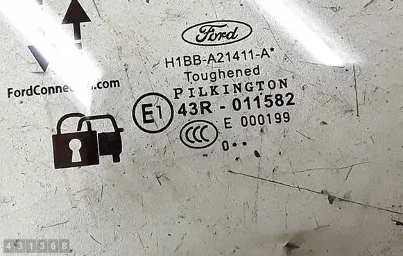 Ford Fiesta Front door window glass four-door H1BBA21411A E143R011582 E000199