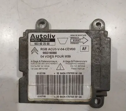 Citroen Berlingo Airbag control unit/module 603602500 9653190880