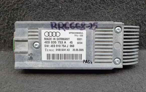 Audi A8 S8 D3 4E Voice control module 4E0035753A 4E0910754J