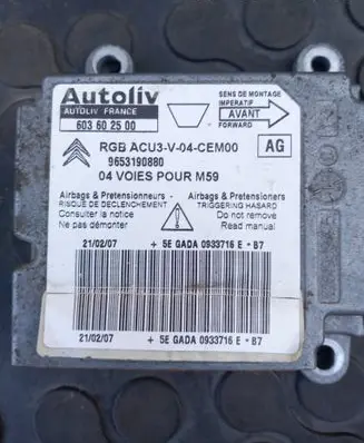 Peugeot Partner Airbag control unit/module 9653190880 603602500