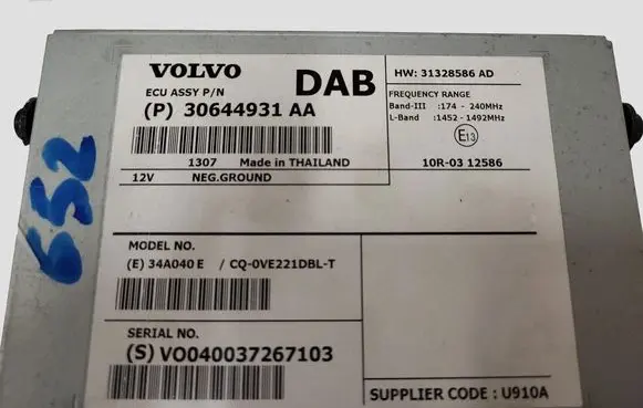 Volvo S60 Antenna control unit 30644931AA 34A040E VO040037267103
