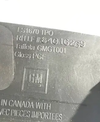 Chevrolet Camaro (B) pillar trim (top) 84016269 GMGT001