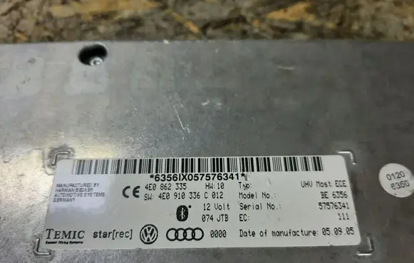 Audi A6 S6 C6 4F Bluetooth control unit module 4E0862335 4E0910336C
