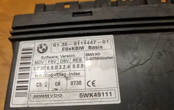 BMW 5 E60 E61 Comfort/convenience module 6135911444701 5WK49111
