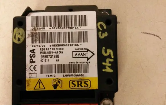 Citroen C3 Airbag control unit/module 9660731780