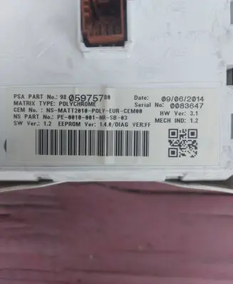 Peugeot 508 Speedometer (instrument cluster) 9805975780