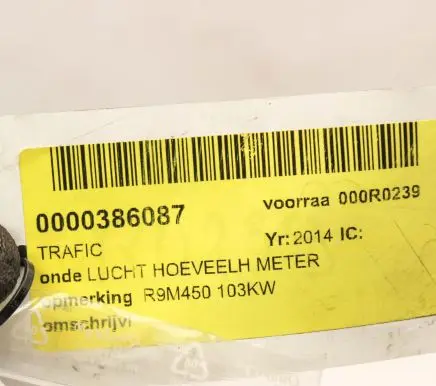 Renault Megane III Mass air flow meter 93450753