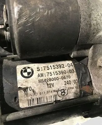 BMW 5 E60 E61 Starter motor 7515392 7515390 MS4280000670