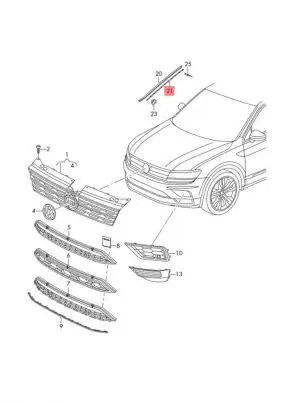 Volkswagen Tiguan Windshield trim 5na854542