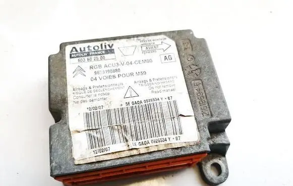 Citroen Berlingo Airbag control unit/module 9653190880 603602500